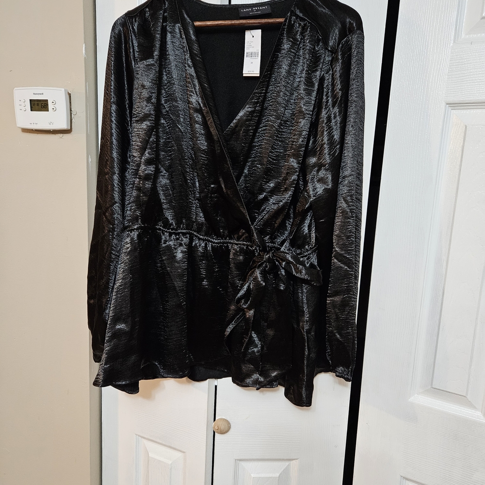 Lane Bryant Black Satin Blouse